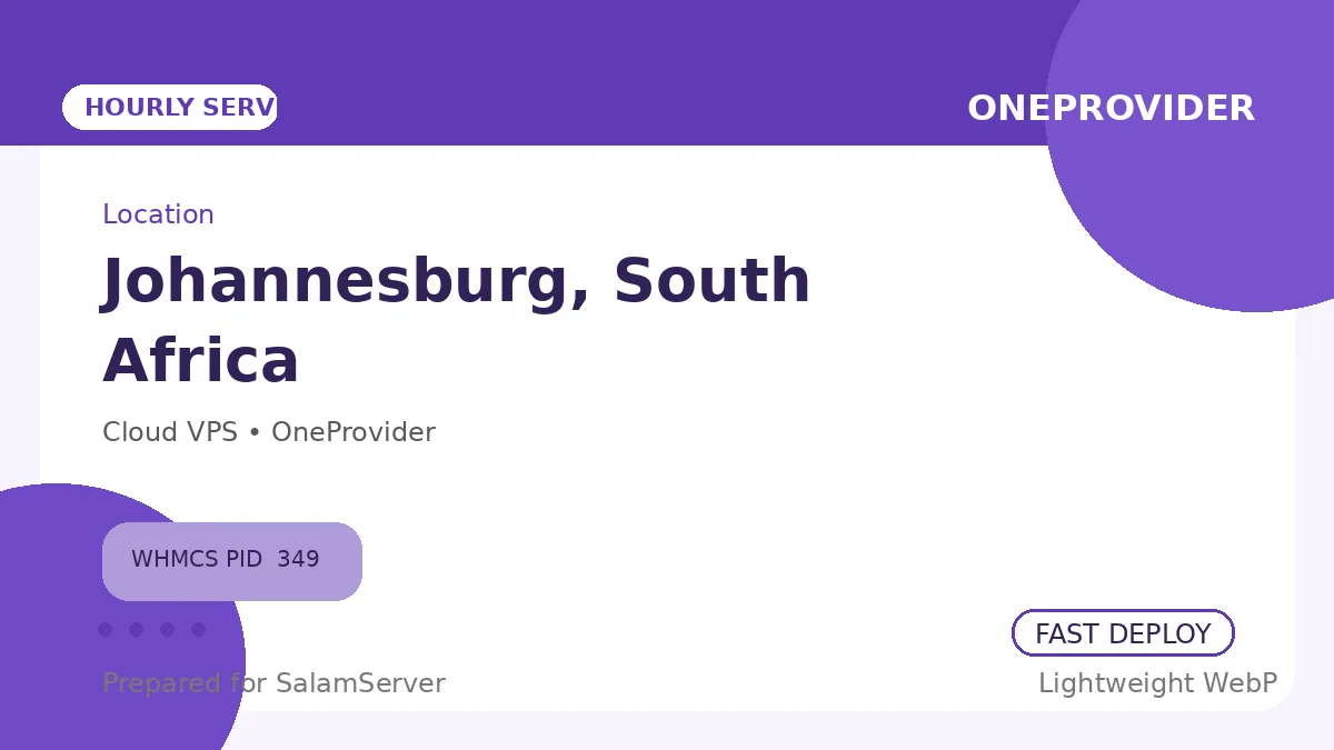 سرور ساعتی وان پروایدر – Johannesburg، ZA